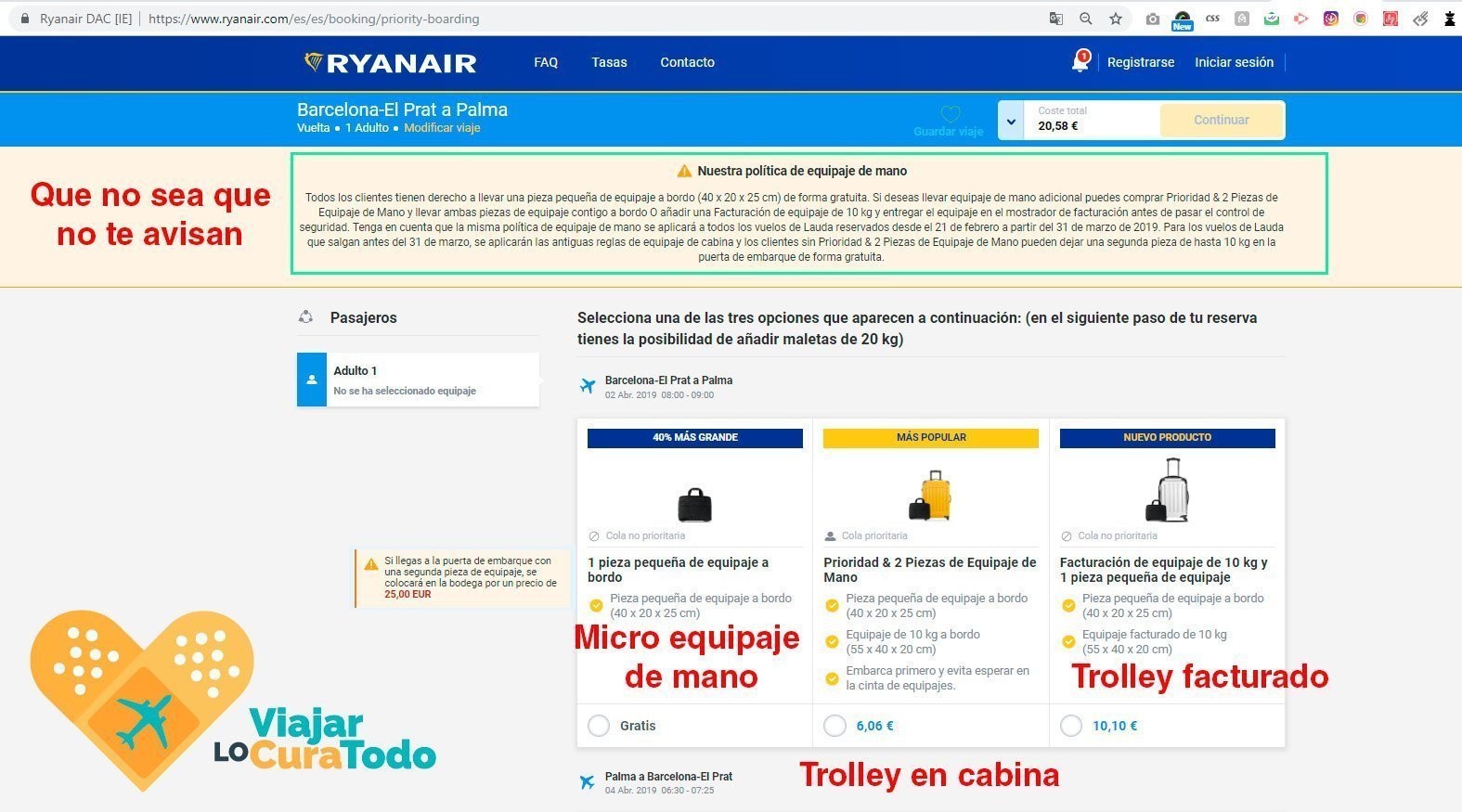 Política de equipaje Ryanair – Centro de ayuda